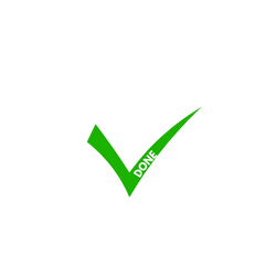 White Icon of Woman, with green done checkmark